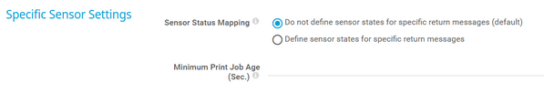 Specific Sensor Settings