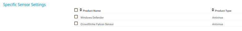 Specific Sensor Settings Specific Sensor Settings